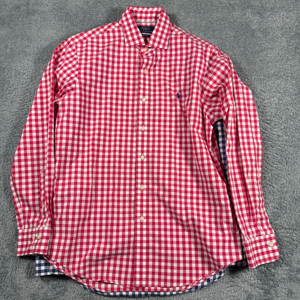 Lot of 2 Polo Ralph Lauren Button Shirts Mens Medium Gingham Check  Non Iron - Picture 4 of 7